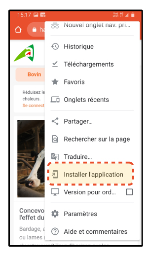 Installer l'application sur smartphone