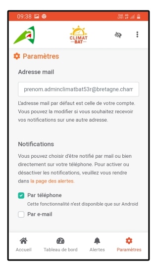 Activer les notifications par mail